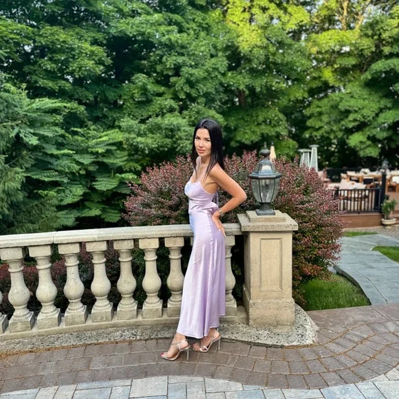 Lilac Satin Slip Dress - Picture 3 of 7